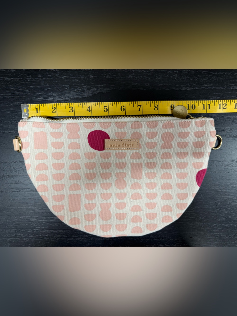 Blush Pink Crescent Crossbody Pouch with Magenta Accent